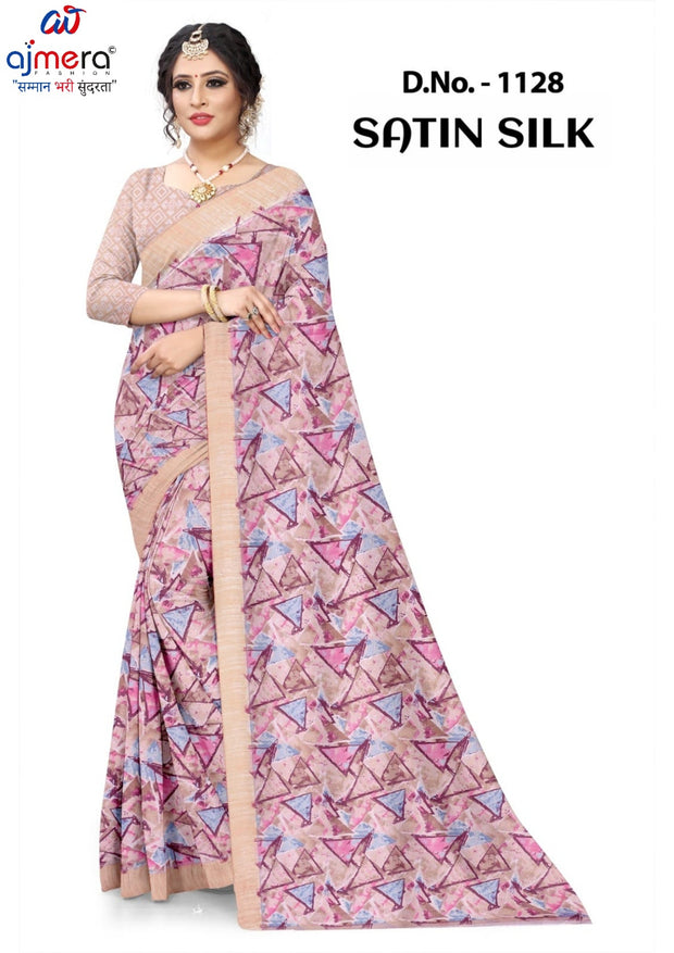 Linen Jari Print Loose Saree with Blouse for Premium Ethnic and Traditional Wear | SBI-SATIN SILK