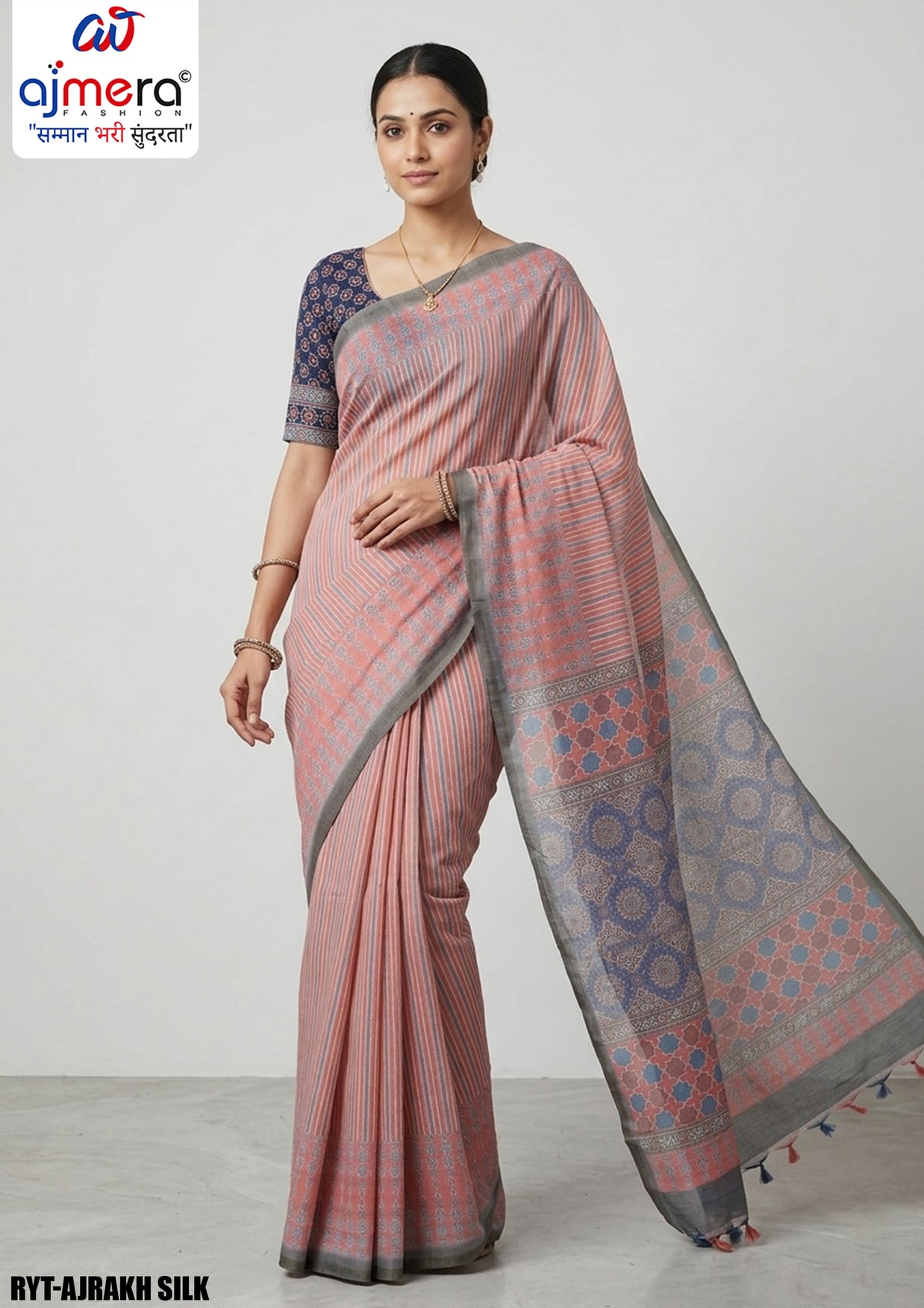 Digital Printed Saree with Blouse Piece for Premium Ethnic and Traditional Wear | RYT-AJRAKH SILK