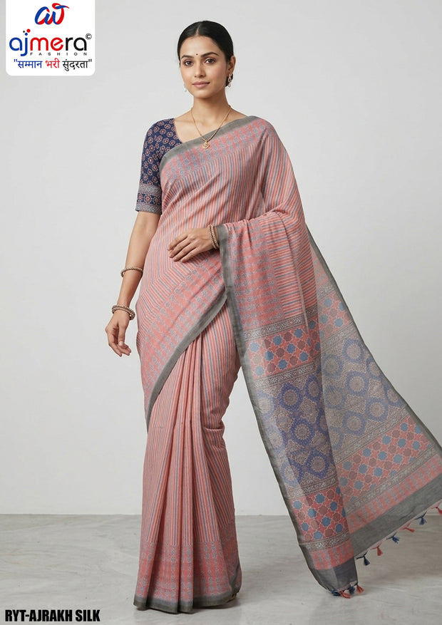 Digital Printed Saree with Blouse Piece for Premium Ethnic and Traditional Wear | RYT-AJRAKH SILK