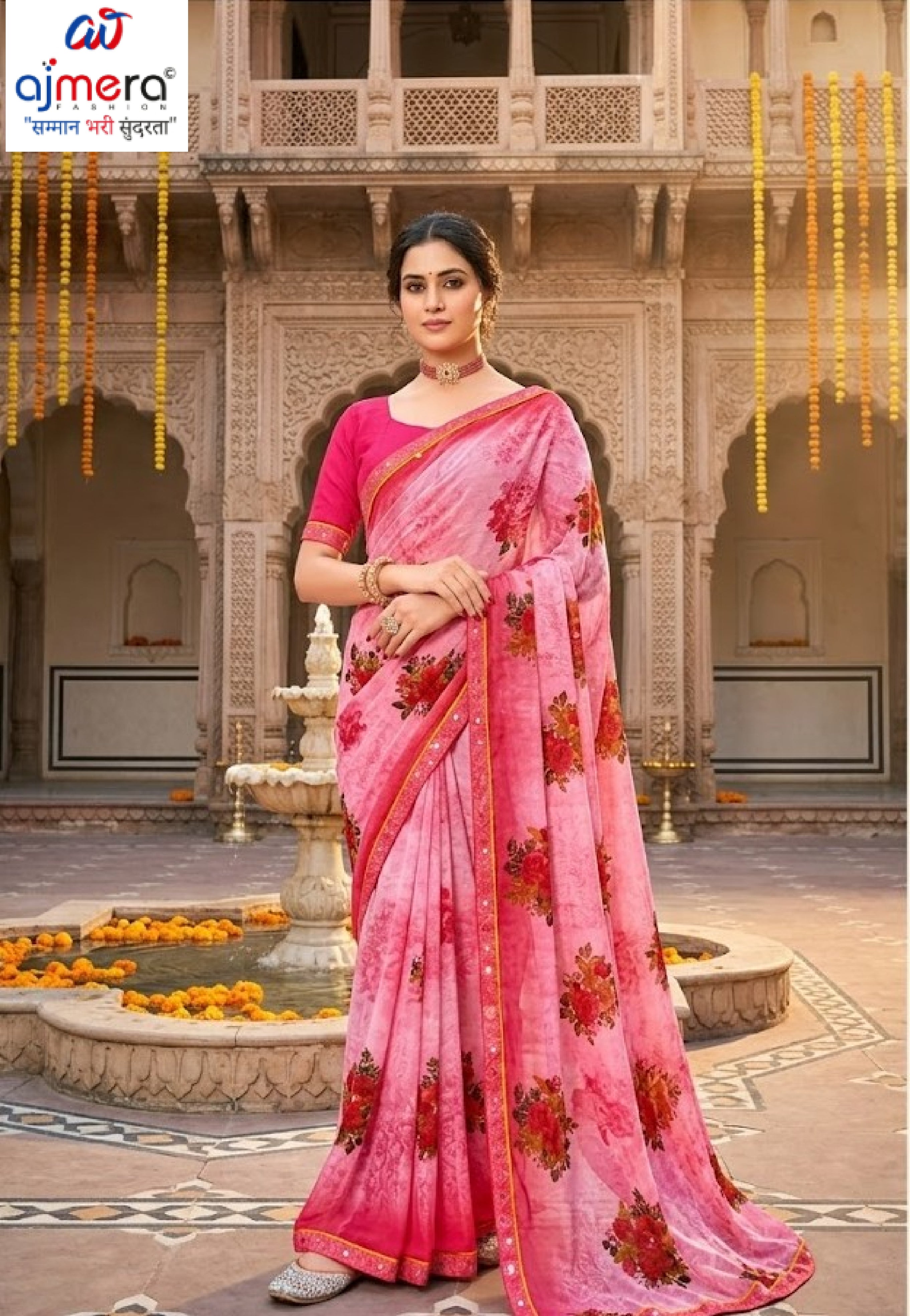 Trendy Printed Saree with Blouse Piece for Women’s Ethnic Wardrobe | PRM-PINK GIRL