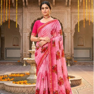 Trendy Printed Saree with Blouse Piece for Women’s Ethnic Wardrobe | PRM-PINK GIRL