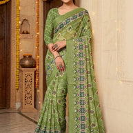 Fashionable Printed Saree with Blouse Piece for Festive Collection  | SSR-AMEESA