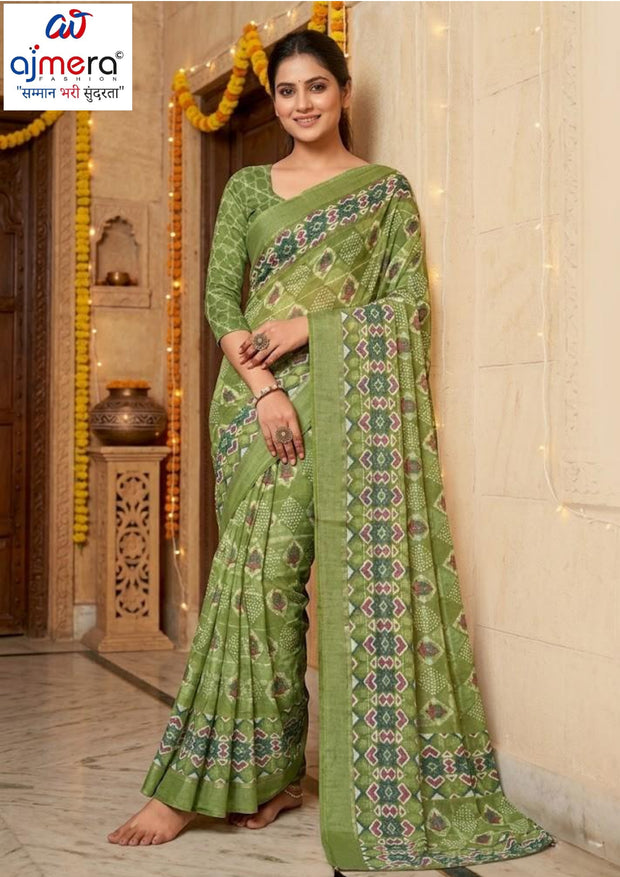 Fashionable Printed Saree with Blouse Piece for Festive Collection  | SSR-AMEESA