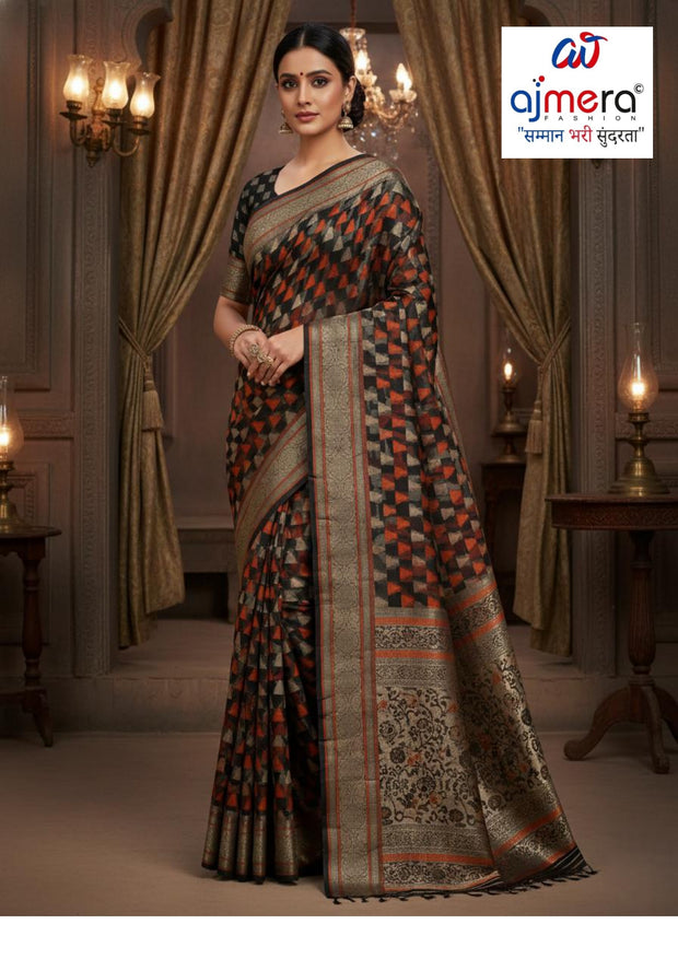 Chic Rapier Silk Matching Saree With Blouse Piece | RKI-1108