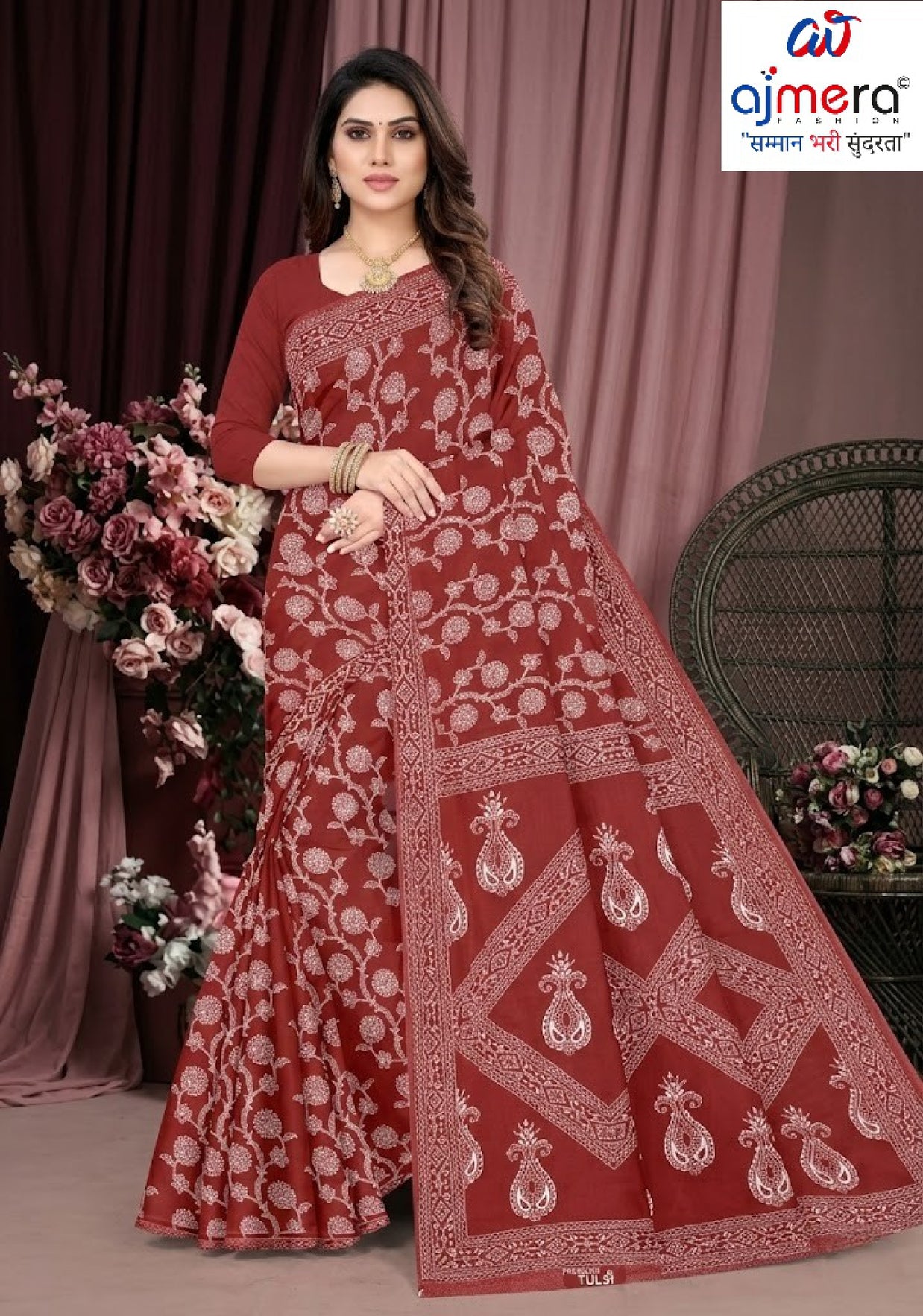 Soft Cotton Saree with Blouse Piece for Premium Ethnic and Traditional Wear | TLS-LUCKNOW COTTON WITH BP