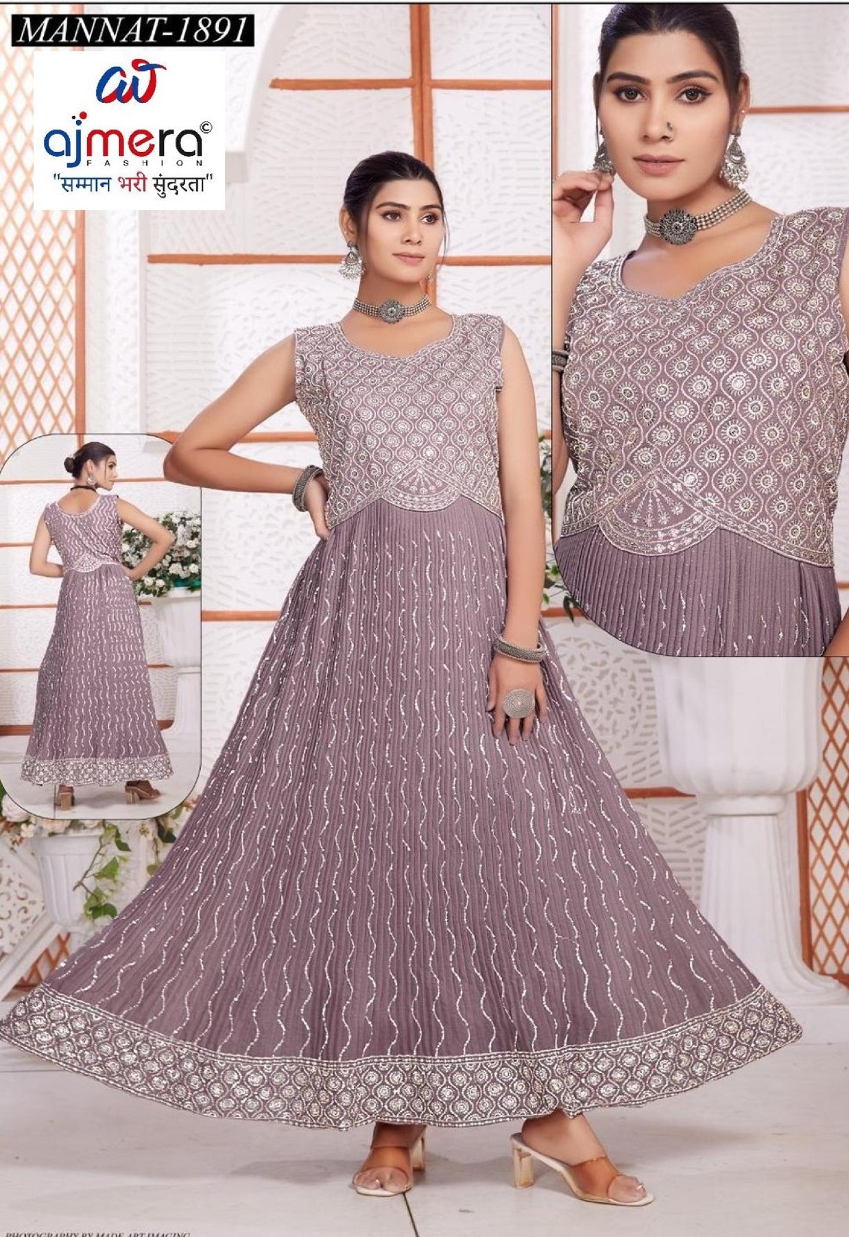 Elegant Georgette Designer Party Wear Gown for Women | KRU-1891