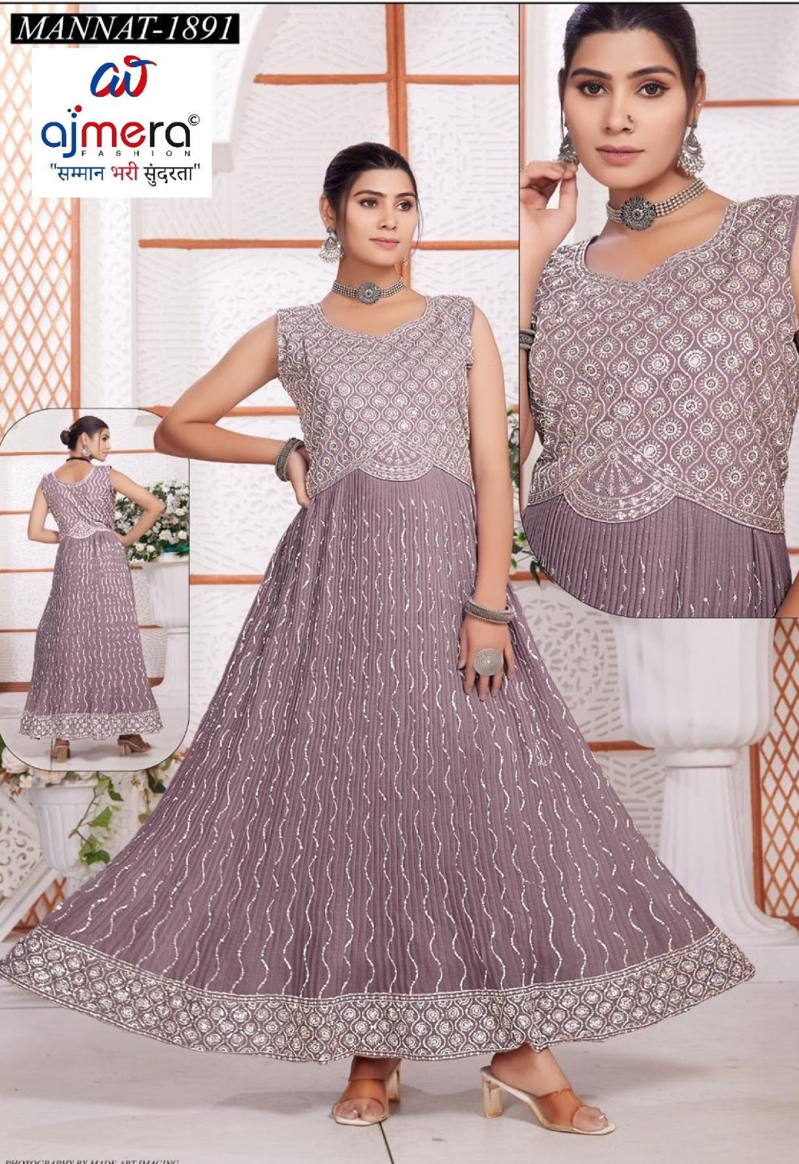 Elegant Georgette Designer Party Wear Gown for Women | KRU-1891