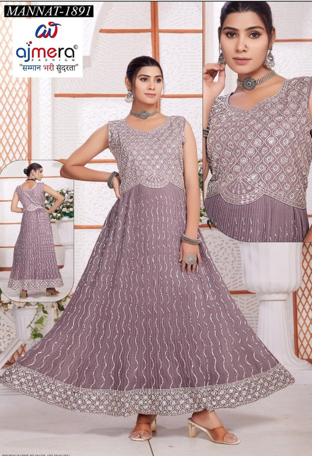 Elegant Georgette Designer Party Wear Gown for Women | KRU-1891