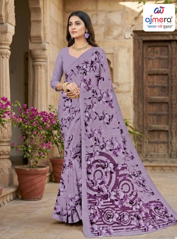 Fashionable Printed Saree with Blouse Piece for Festive Collection | CAS-PURE GEORGEATE