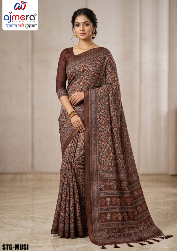 Digital Print Saree with Blouse Piece for Premium Ethnic and Traditional Wear | STG-MUSI