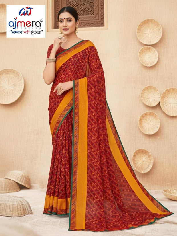 Classic Printed Saree with Blouse Piece for Timeless Traditional Style  | SGR-HALDI