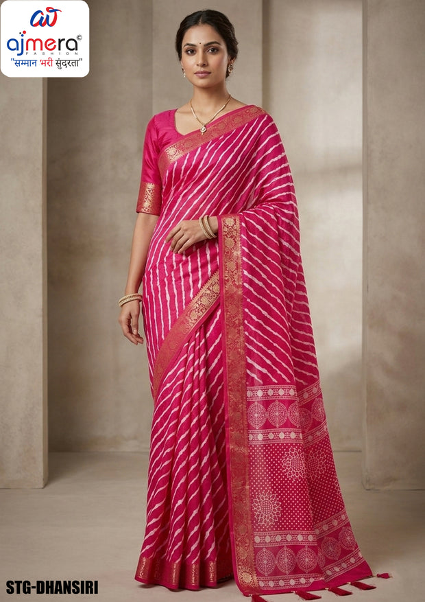 Digital Print Silk Saree with Blouse Piece for Premium Ethnic and Traditional Wear | STG-DHANSIRI