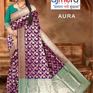 Contemporary Rapier Silk Matching Saree With Blouse Piece | BWF-AURA