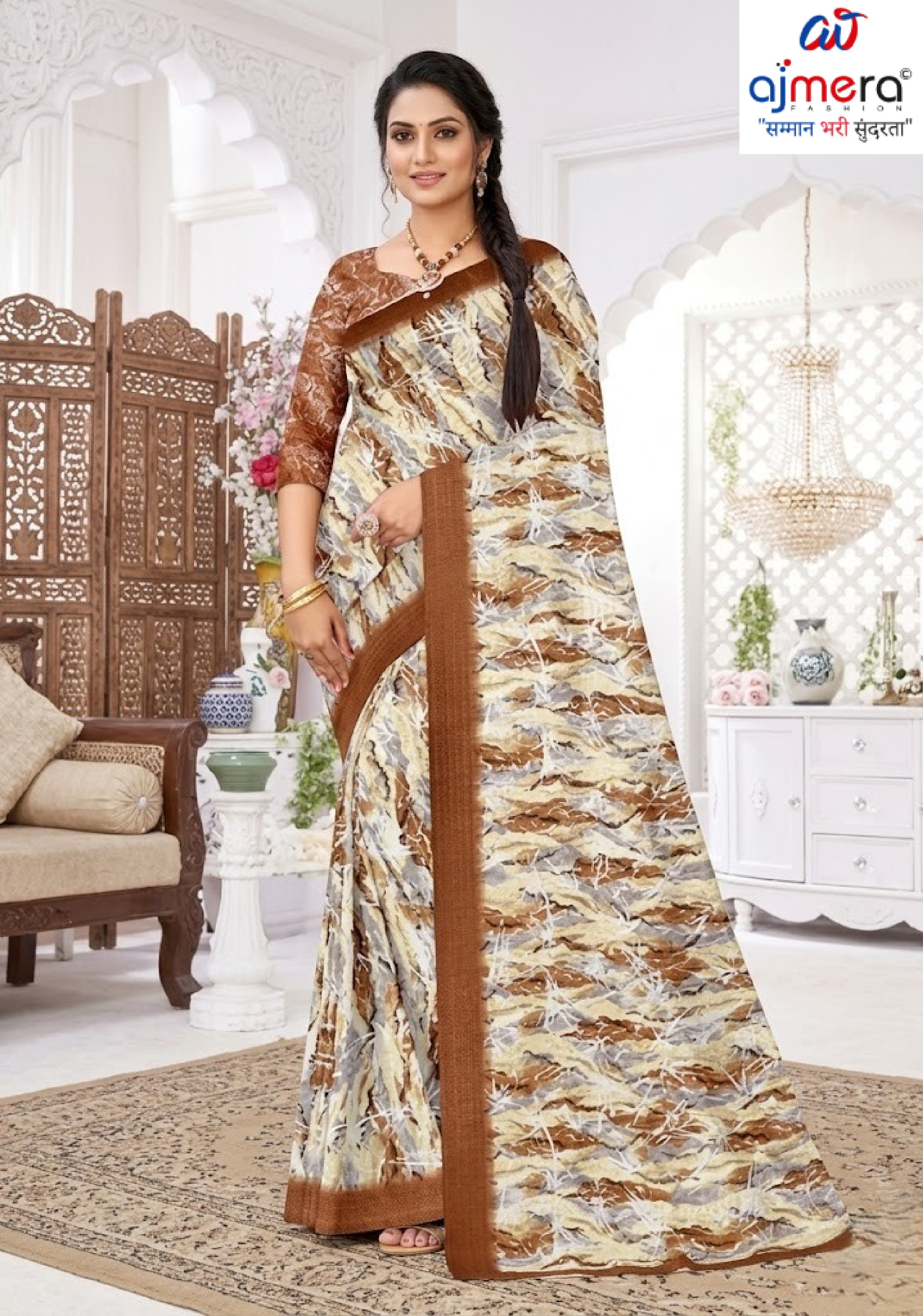 Khadi Print Loose Saree with Blouse for Premium Ethnic and Traditional Wear | GLC-LAPTOP
