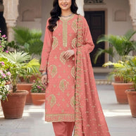 Premium Designer Unstitched Suit Set | YF-LALLANTOP-6