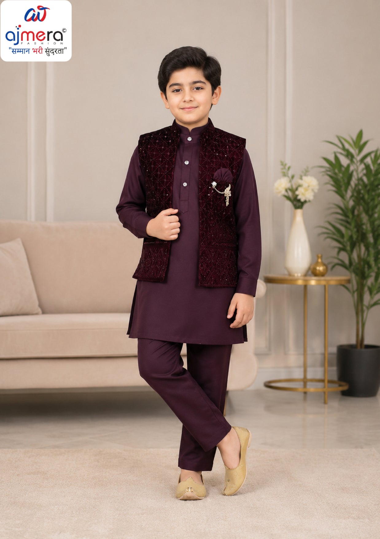Wholesale Boys Jacquard Modi Koti Set | JDW-7093