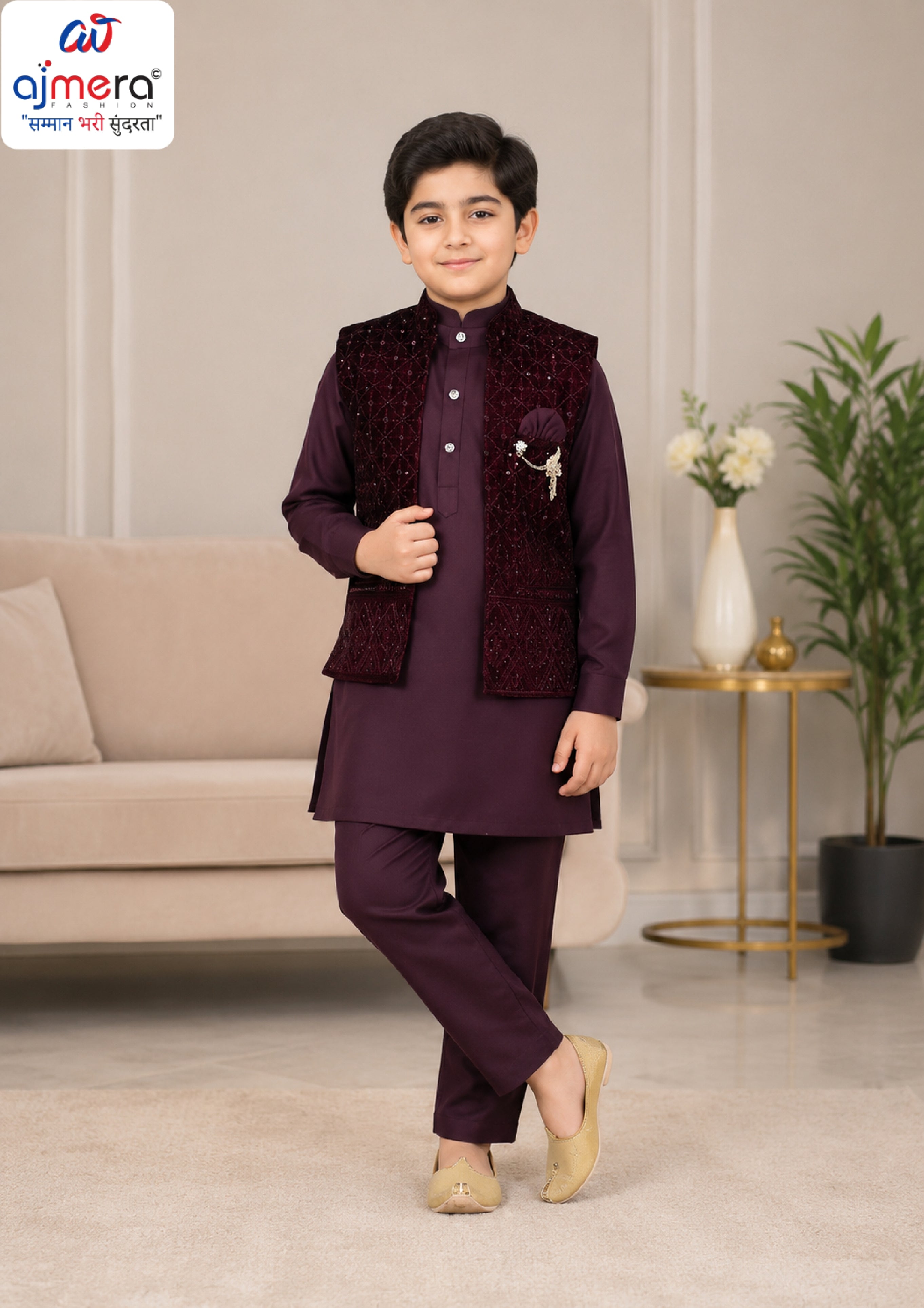 Wholesale Boys Jacquard Modi Koti Set | JDW-7093