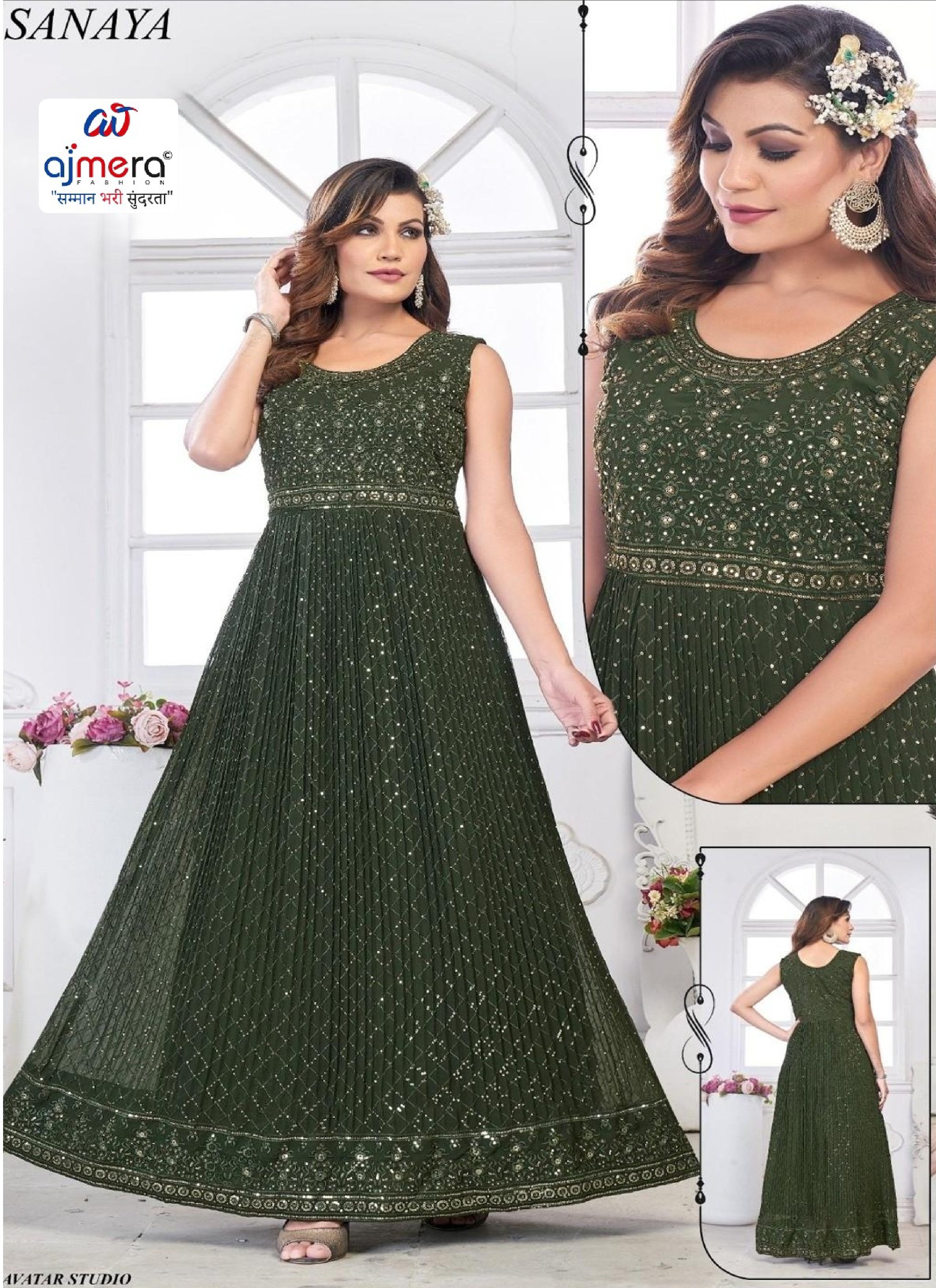 Designer Georgette Gown for Women | Readymade Gown Wholesale | SHP-SANAYA