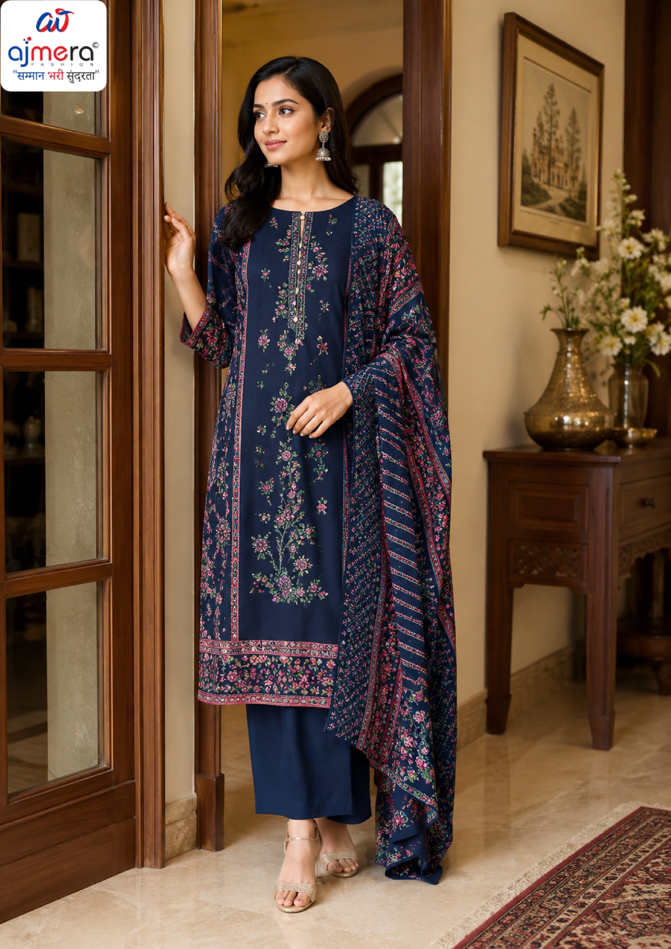 Trendy Rayon Print Unstitched Suit Set | VAS-LIME LIGHT-3