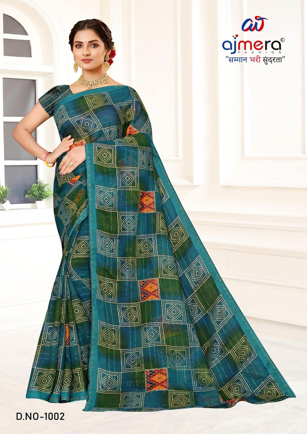 Graceful Printed Saree with Blouse Piece for Modern Ethnic Fashion  | SNR-VARVADHU