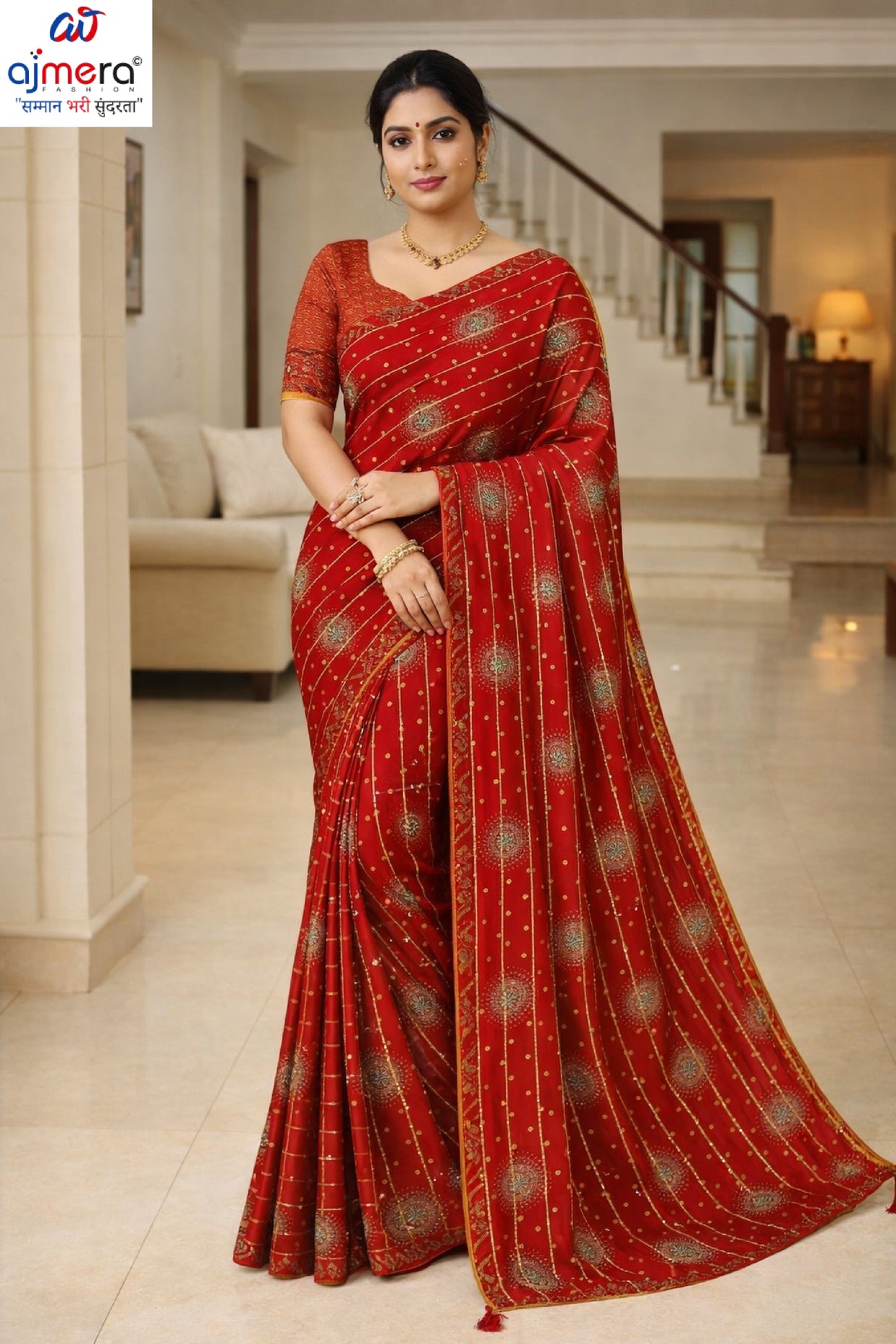 Party Wear Dyed Matching Saree with Blouse Piece for Premium Ethnic and Traditional Wear | RAL-MEESHO