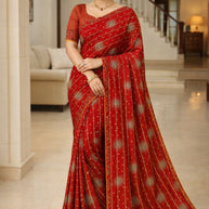 Party Wear Dyed Matching Saree with Blouse Piece for Premium Ethnic and Traditional Wear | RAL-MEESHO