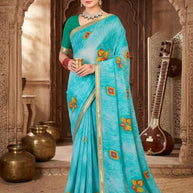 Elegant Printed Saree with Designer Blouse Piece for Festive Wear | PRM-HIRAMOTI