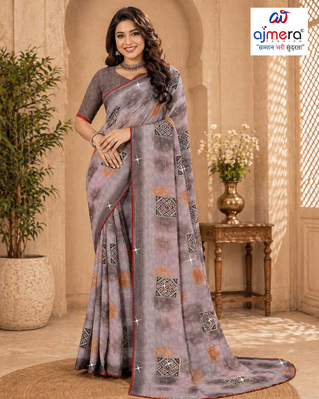 Chic Printed Saree with Blouse Piece for Sophisticated Ethnic Style  | TTS-EKNOOR