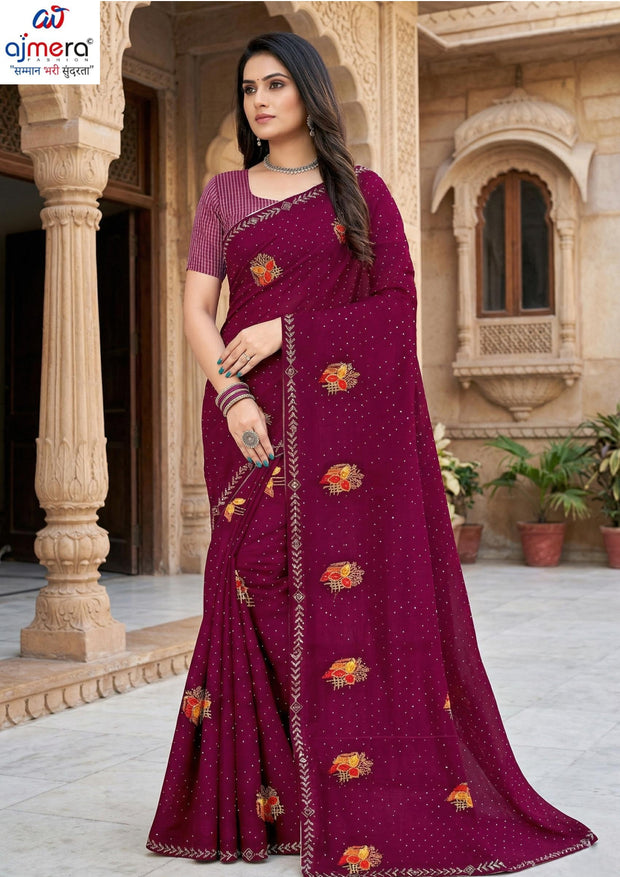 Dyed Matching Saree Wholesaler with Blouse Piece for Premium Ethnic and Traditional Wear | VKM-SUJATA