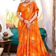 Elegant Printed Saree with Designer Blouse Piece for Festive Wear | PRM-SONA GIRL