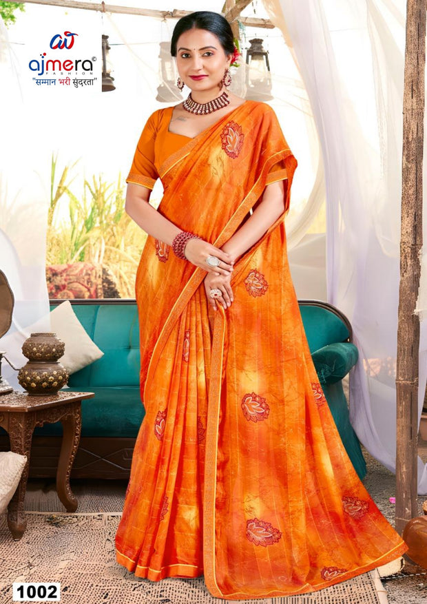 Elegant Printed Saree with Designer Blouse Piece for Festive Wear | PRM-SONA GIRL