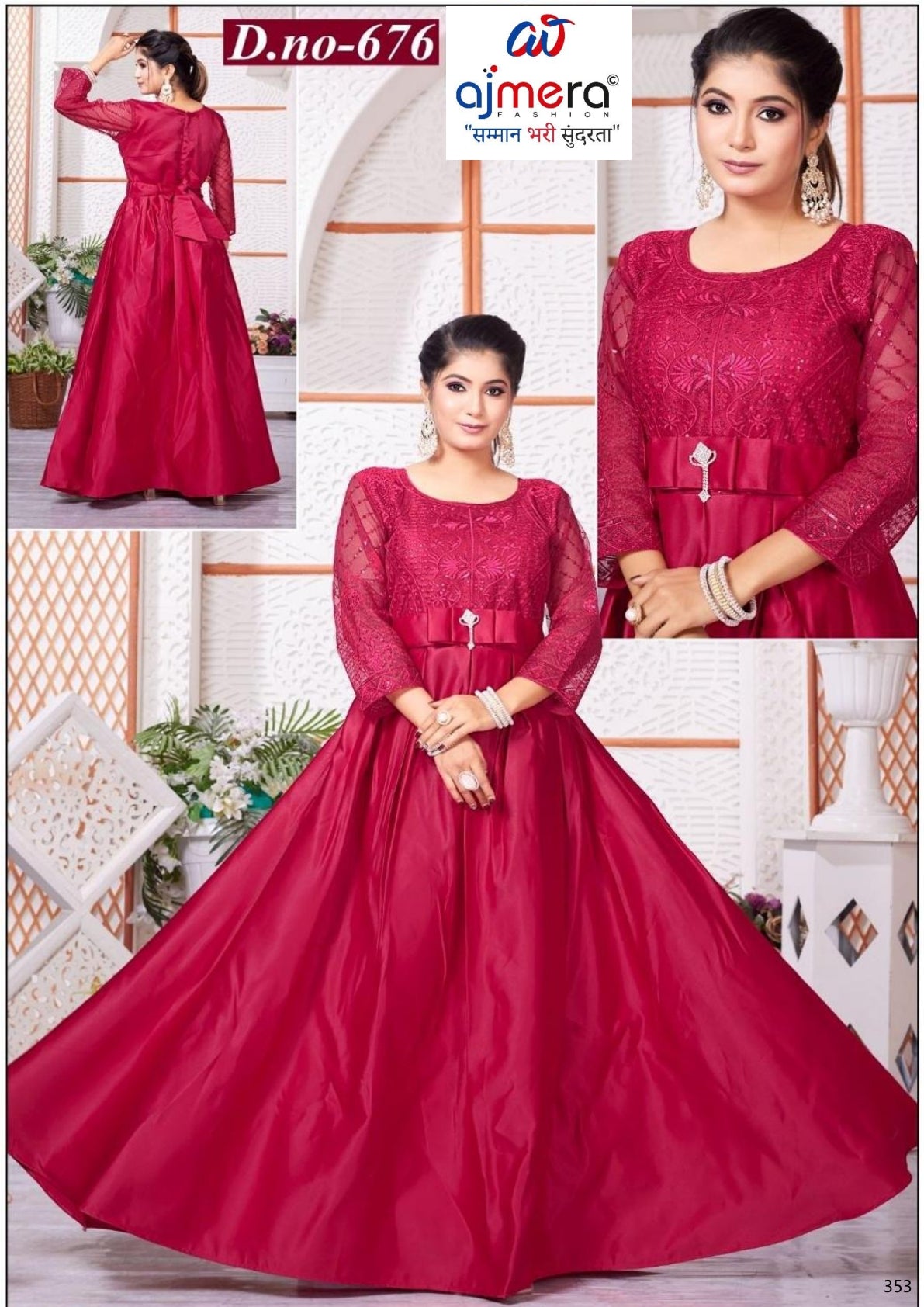 Elegant Silk Designer Party Wear Gown for Women | MOE-676-XXL