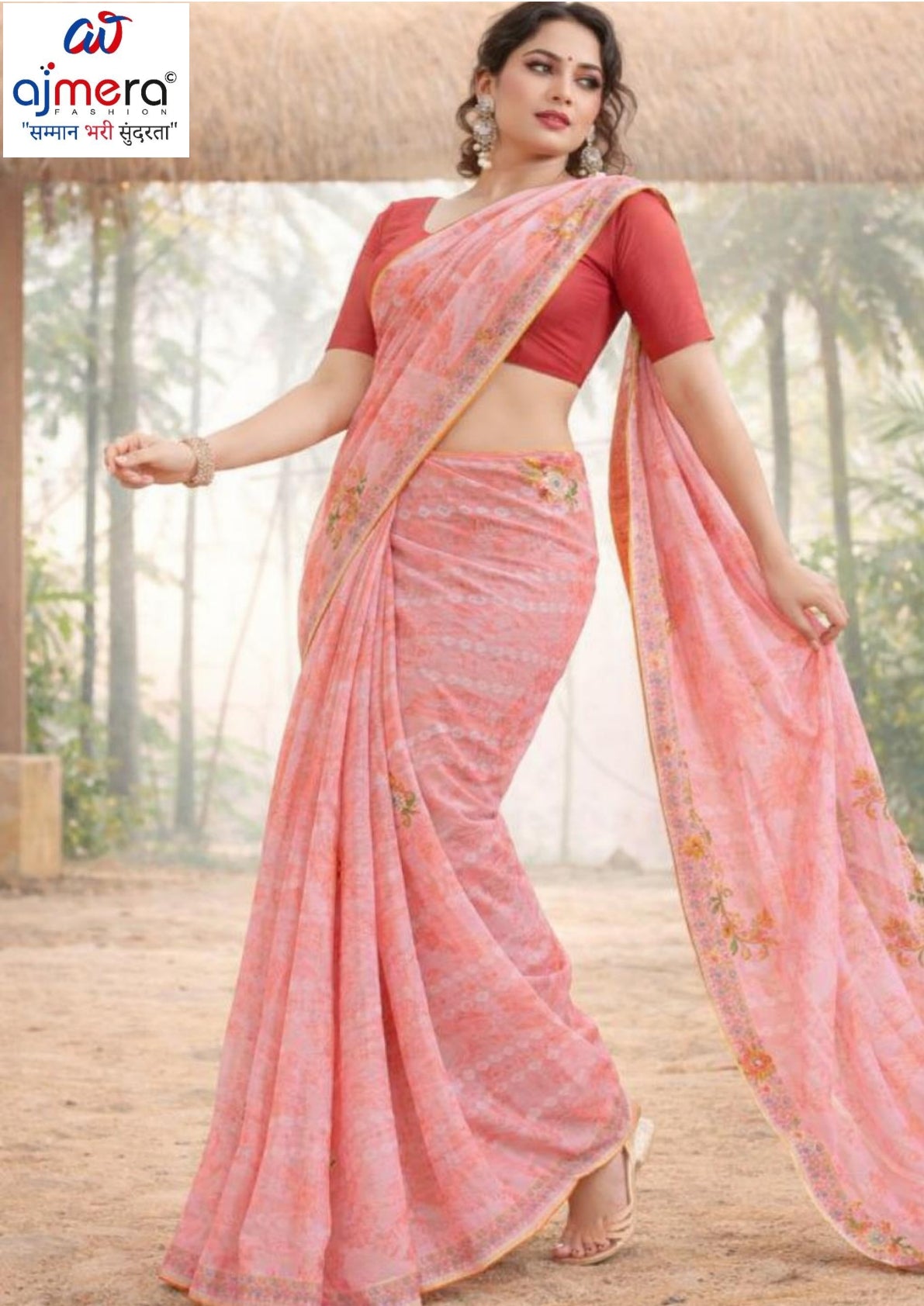 Fashionable Printed Saree with Blouse Piece for Festive Collection  | PRM-MASKA