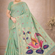 Contemporary Rapier Silk Matching Saree With Blouse Piece | DBU-GAHNA COTTON