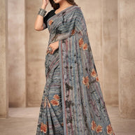Designer Printed Saree with Blouse Piece for Special Occasions | PRM-ROSE QUEEN