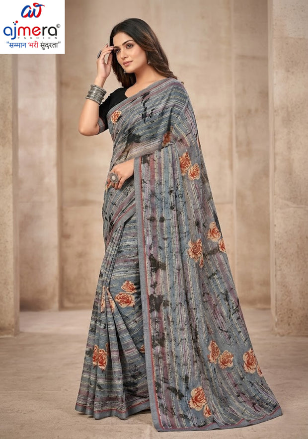 Designer Printed Saree with Blouse Piece for Special Occasions | PRM-ROSE QUEEN