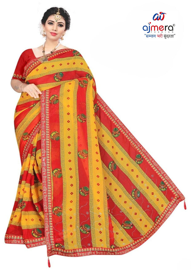 Dyed Matching Saree Manufacturer with Blouse Piece for Premium Ethnic and Traditional Wear | RAL-BANDHEJ