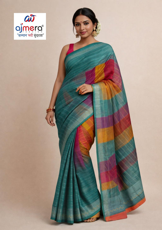 Printed Print Loose Saree with Blouse for Premium Ethnic and Traditional Wear | ATM-SILVER CRUSH-A