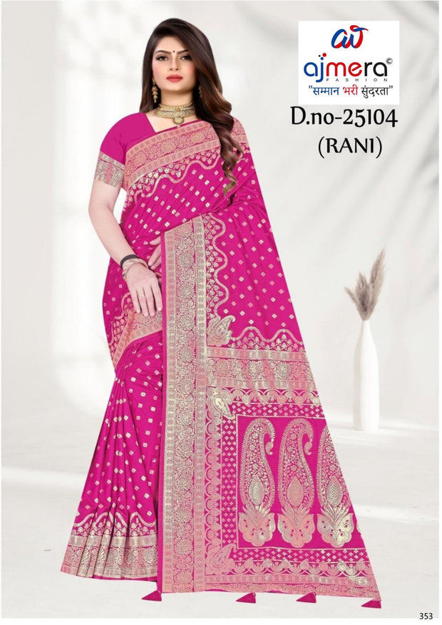 Rich Jacquard Silk Saree with Blouse Piece for Sophisticated Ethnic Style | MTE-25104
