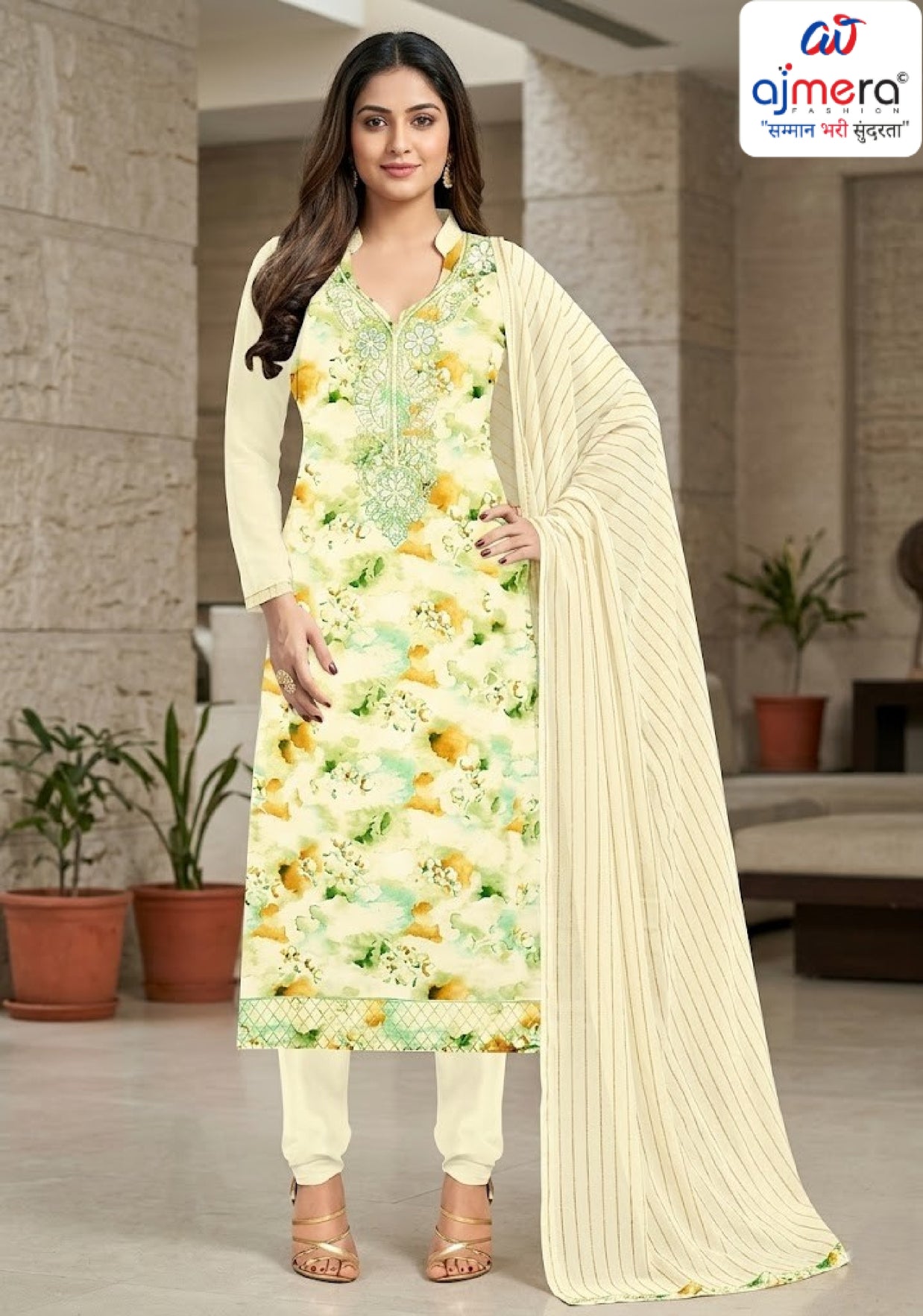 Printed Rayon Unstitched Suit Material | MJI-COLD COFFEE