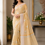 Apricot Linen Saree with Blouse for Premium Ethnic and Designer Wear | ALL-APRICOT-57