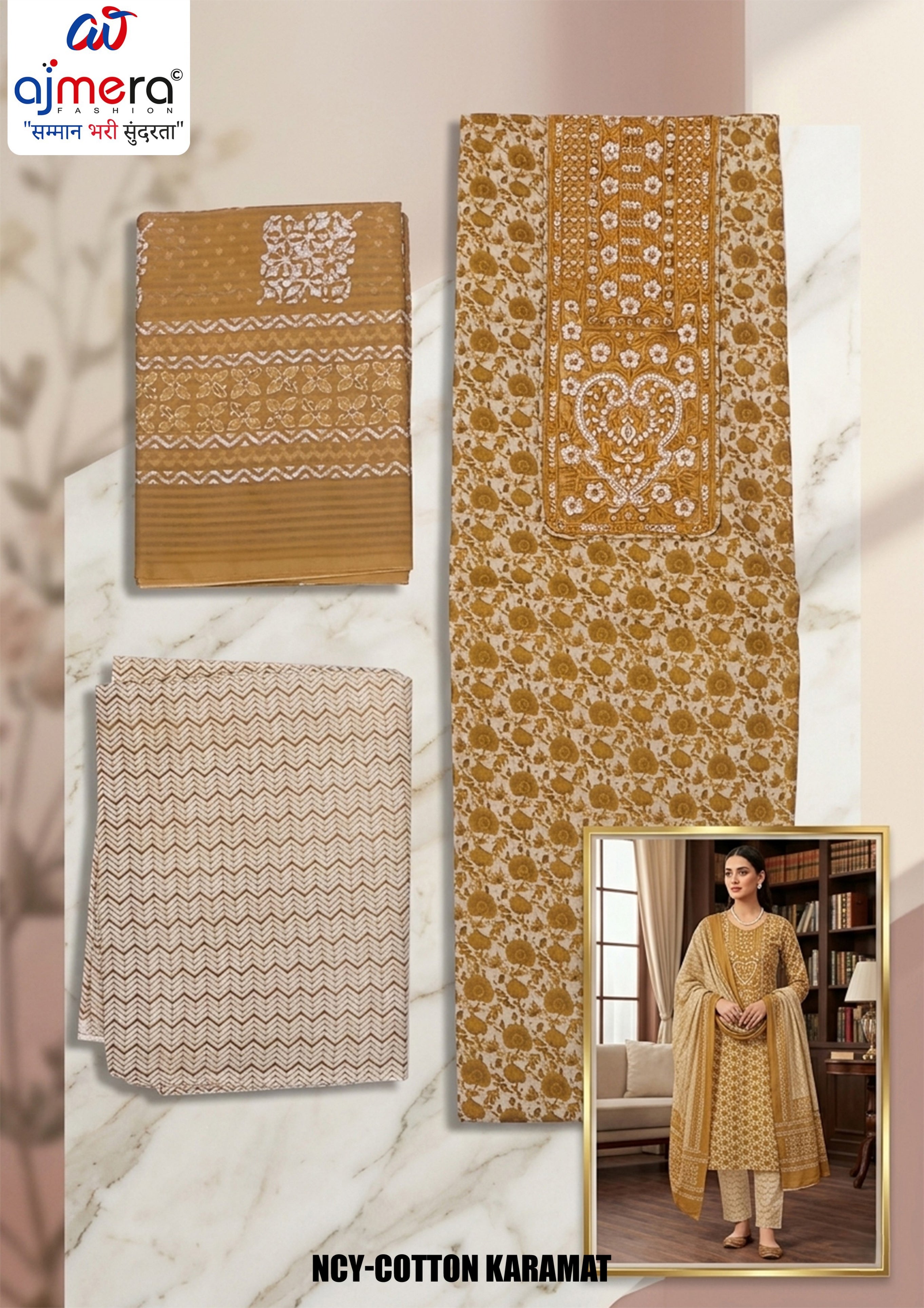 Premium Cotton Unstitched Suit Set | NCY-COTTON KARAMAT
