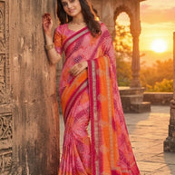 Elegant Printed Saree with Designer Blouse Piece for Festive Wear  | JS-PAYAL