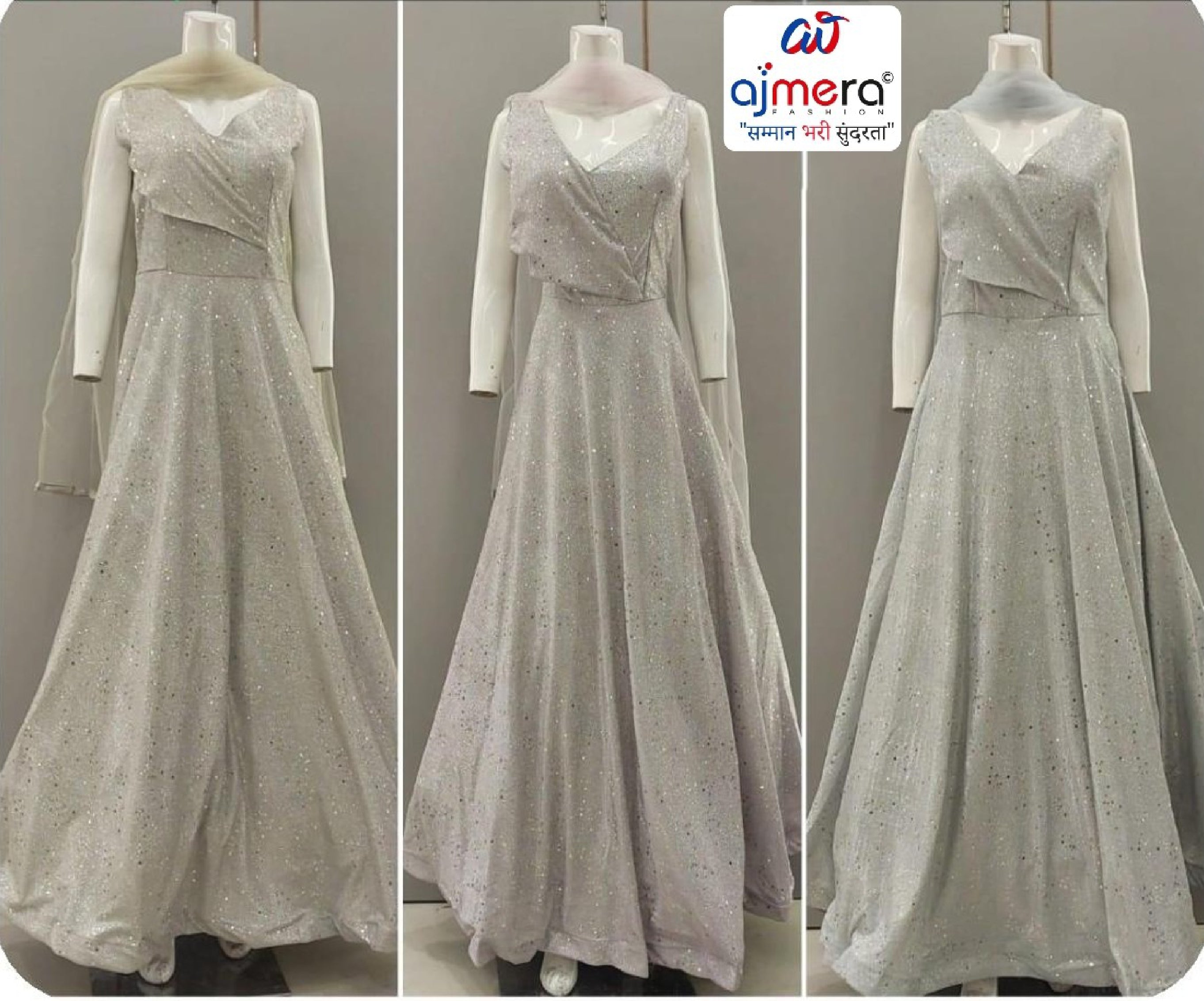 Elegant Net Designer Party Wear Gown for Women | YVD-YSC1029P