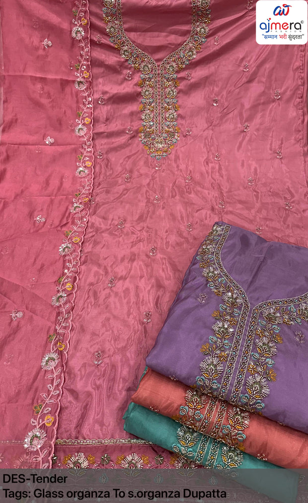 Designer Glass Organza Unstitched Suit | VAA-TENDER