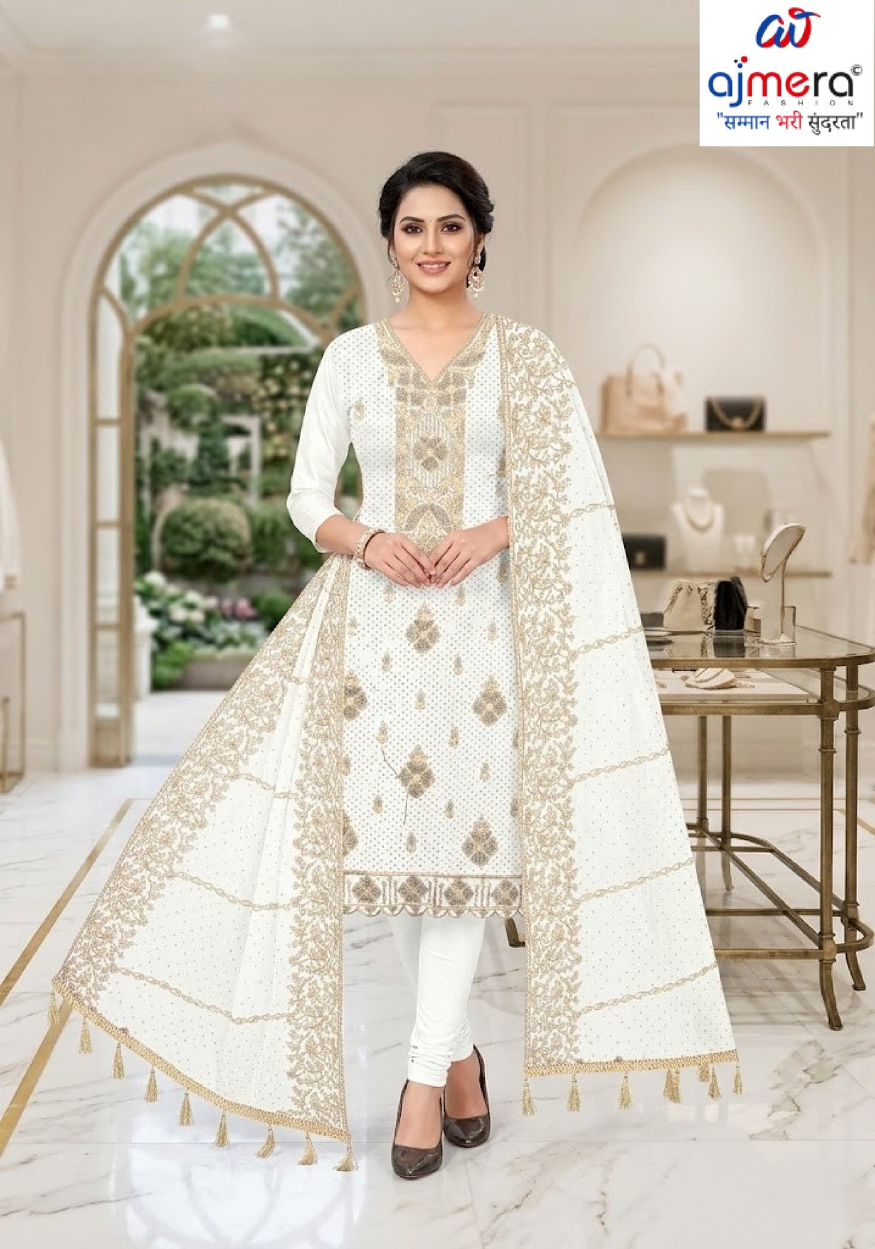 Premium Jaam Unstitched Suit Set | KVF-PINKY