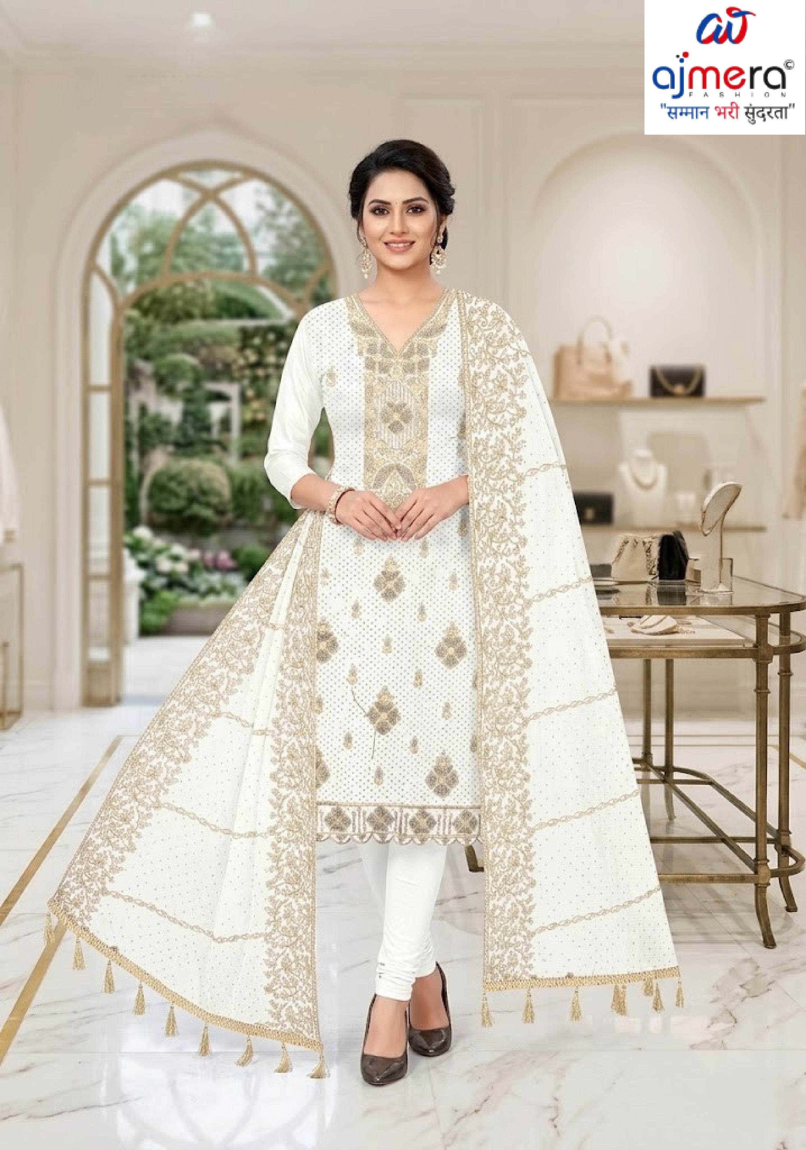 Premium Jaam Unstitched Suit Set | KVF-PINKY