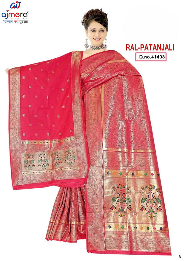 Luxury Jacquard Silk Saree with Blouse Piece for Wedding & Party Wear | RAL-PATANJALI