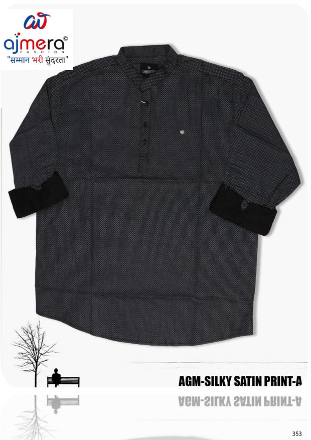 Mens Kurta Manufacturer India | AGM-SILKY SATIN PRINT-A