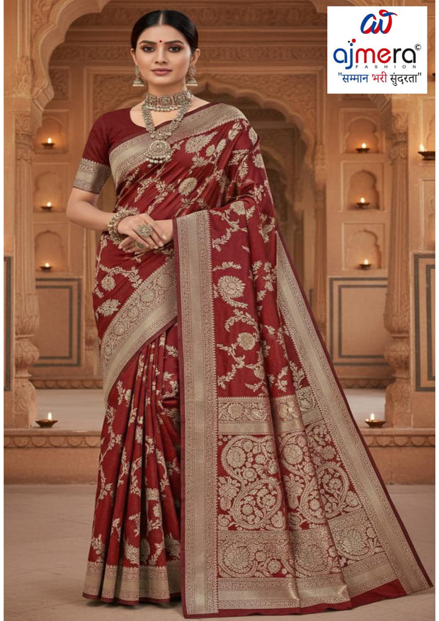 Unique Rapier Silk Matching Saree With Blouse Piece | DS-GULMOHAR
